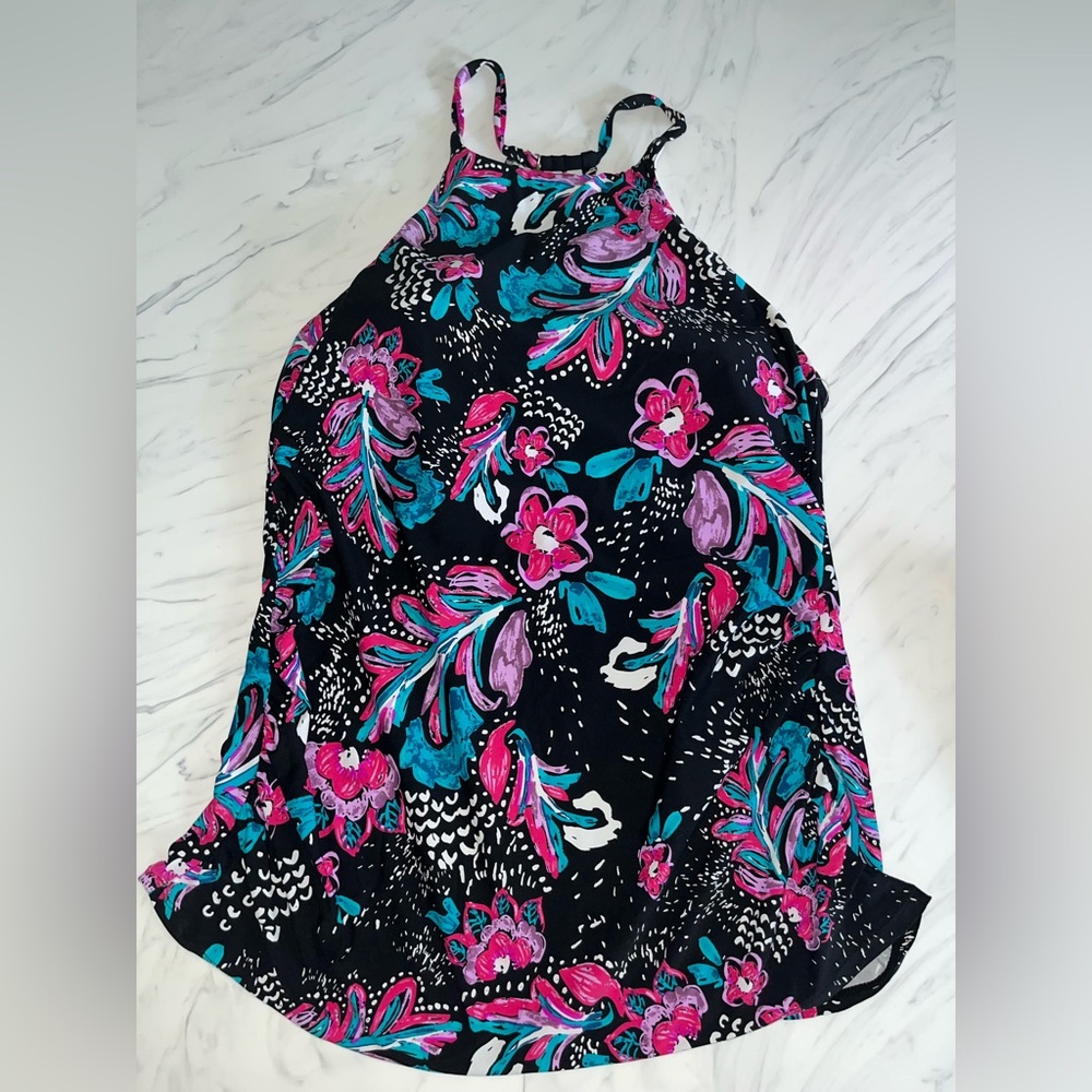 Anne cole Floral tankini soft swim suit bathing xl high neck